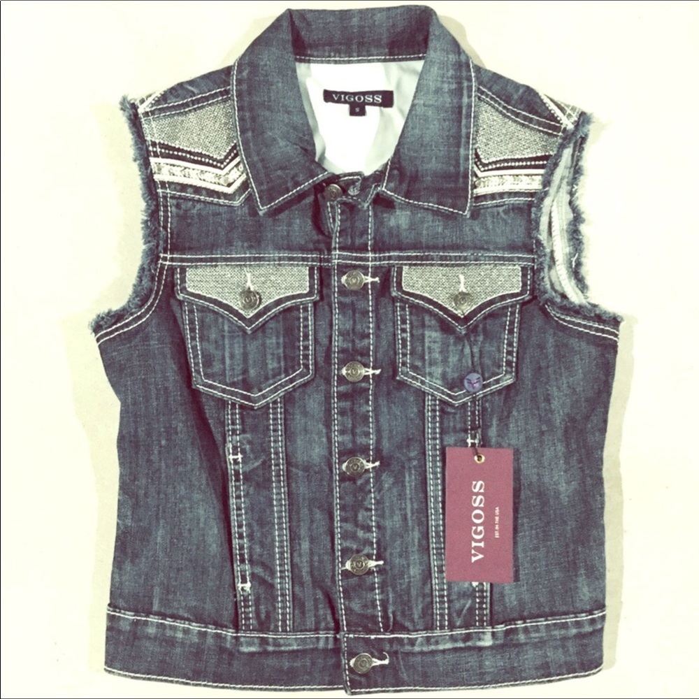 {Vigoss}  Embellished Denim Vest